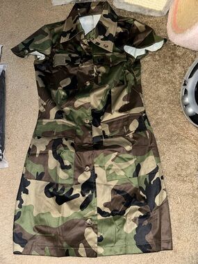 Women’s Camouflage Button-Front Shirt Dress